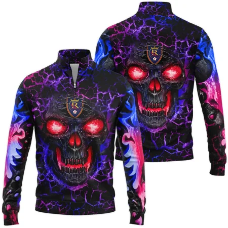 Flaming Skull MLS Real Salt Lake Exclusive All Over Prints BLMLS41024A3RSLSWZ - Quarter Zip Jacket