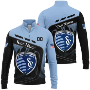 MLS Sporting Kansas City Exclusive All Over Prints BLMLS51024A1SKCQHD - 1/4 Zipper Hoodie