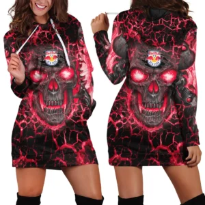 Flaming Skull MLS New York Red Bulls Exclusive All Over Prints BLMLS41024A3NYHDR - Hoodie Dress