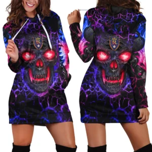 Flaming Skull MLS Real Salt Lake Exclusive All Over Prints BLMLS41024A3RSLHDR - Hoodie Dress