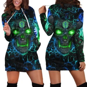 Flaming Skull MLS Real Salt Lake Exclusive All Over Prints BLMLS41024A3RSLHDR - Hoodie Dress