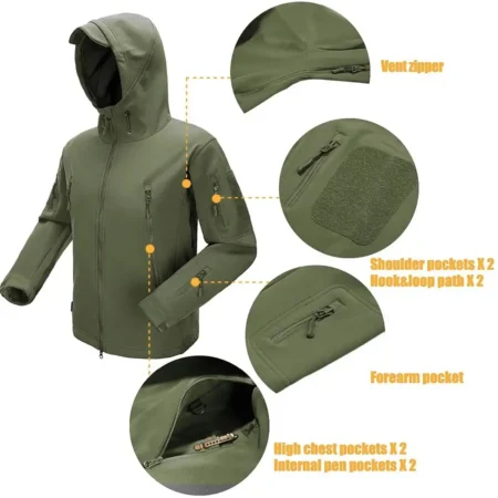 Bettinardi Golf Masters Tournament Exclusive Logo Hooded Military Tactical Jacket HOMT231024A01BGTJ - ArmyGreen