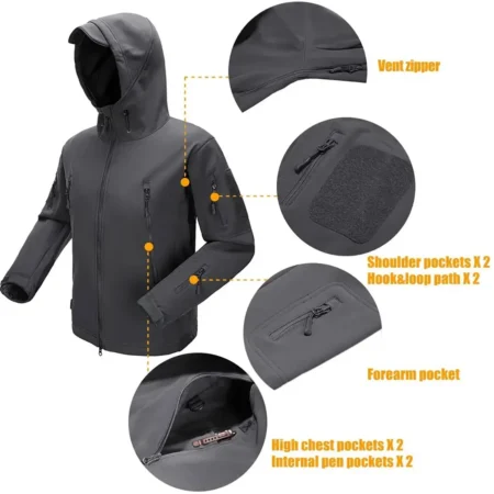 Cobra Golf Masters Tournament Exclusive Logo Hooded Military Tactical Jacket HOMT231024A01CBTJ - Gray