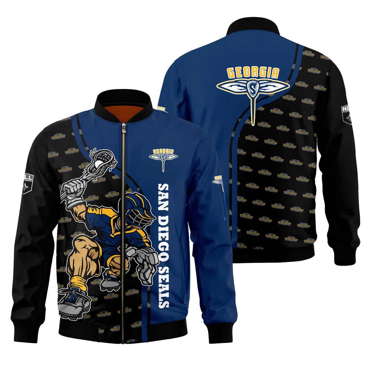 Color Lacrosse Player Background Bomber Jacket  Georgia Swarm NLL All Over Prints HONLL290724A01GEOBB