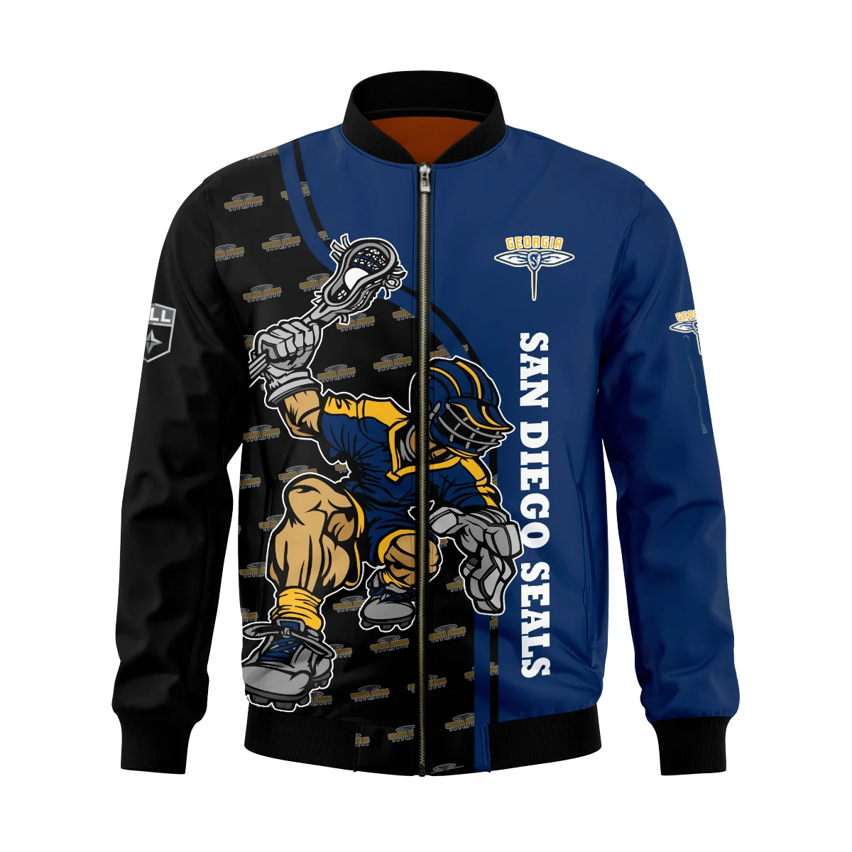 Color Lacrosse Player Background Bomber Jacket  Georgia Swarm NLL All Over Prints HONLL290724A01GEOBB