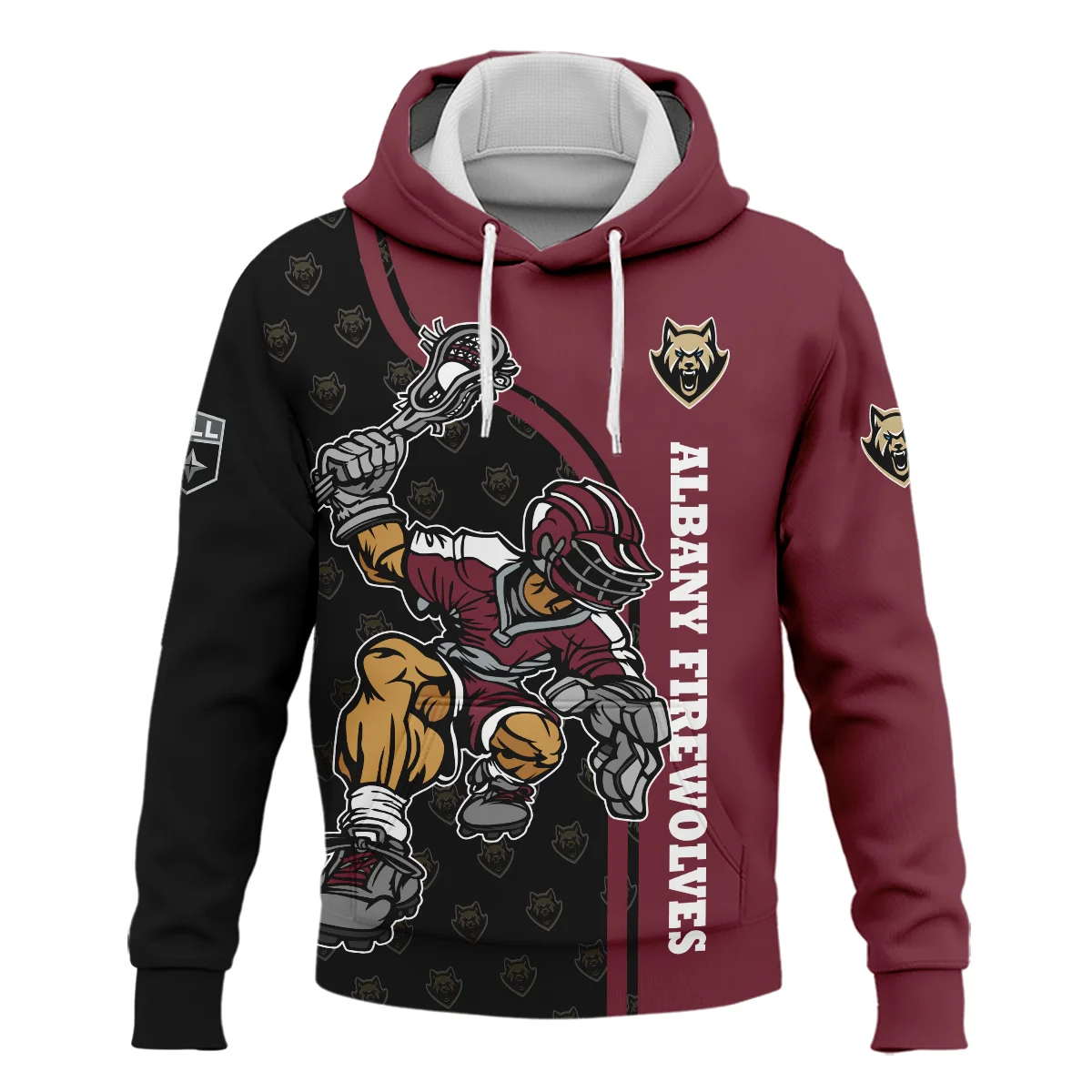 Color Lacrosse Player Background Hoodie Albany FireWolves NLL All Over Prints HONLL290724A01ALBHD