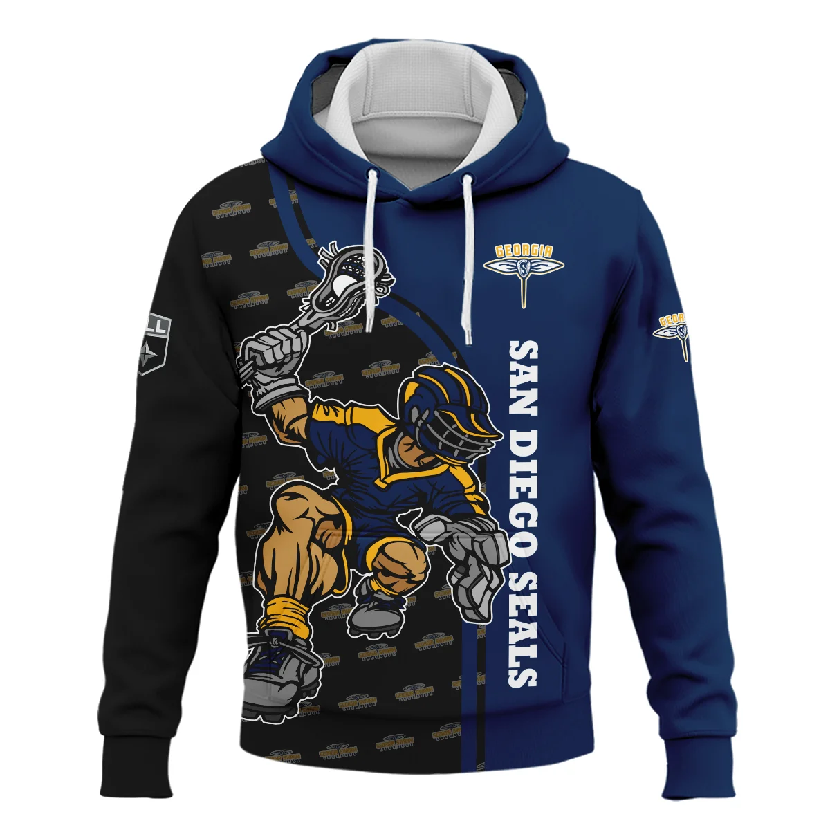 Color Lacrosse Player Background Hoodie Georgia Swarm NLL All Over Prints HONLL290724A01GEOHD