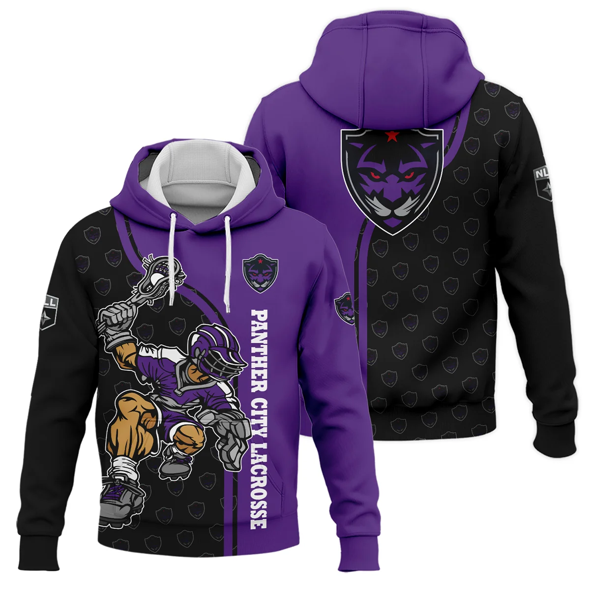 Color Lacrosse Player Background Hoodie Panther City Lacrosse NLL All Over Prints HONLL290724A01PCLHD