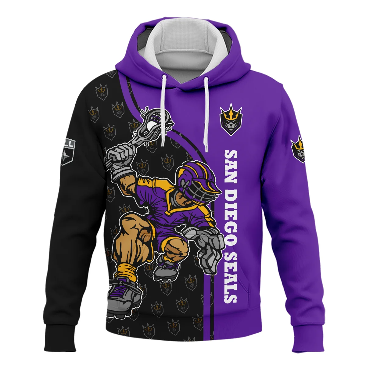 Color Lacrosse Player Background Hoodie San Diego Seals NLL All Over Prints HONLL290724A01SDHD