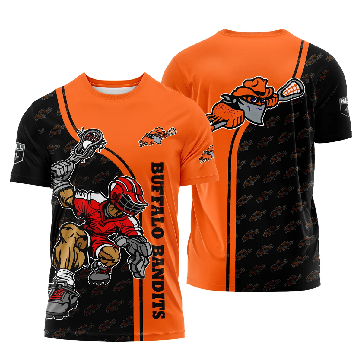 Color Lacrosse Player Background T-Shirt Albany FireWolves NLL All Over Prints HONLL290724A01ALBTS