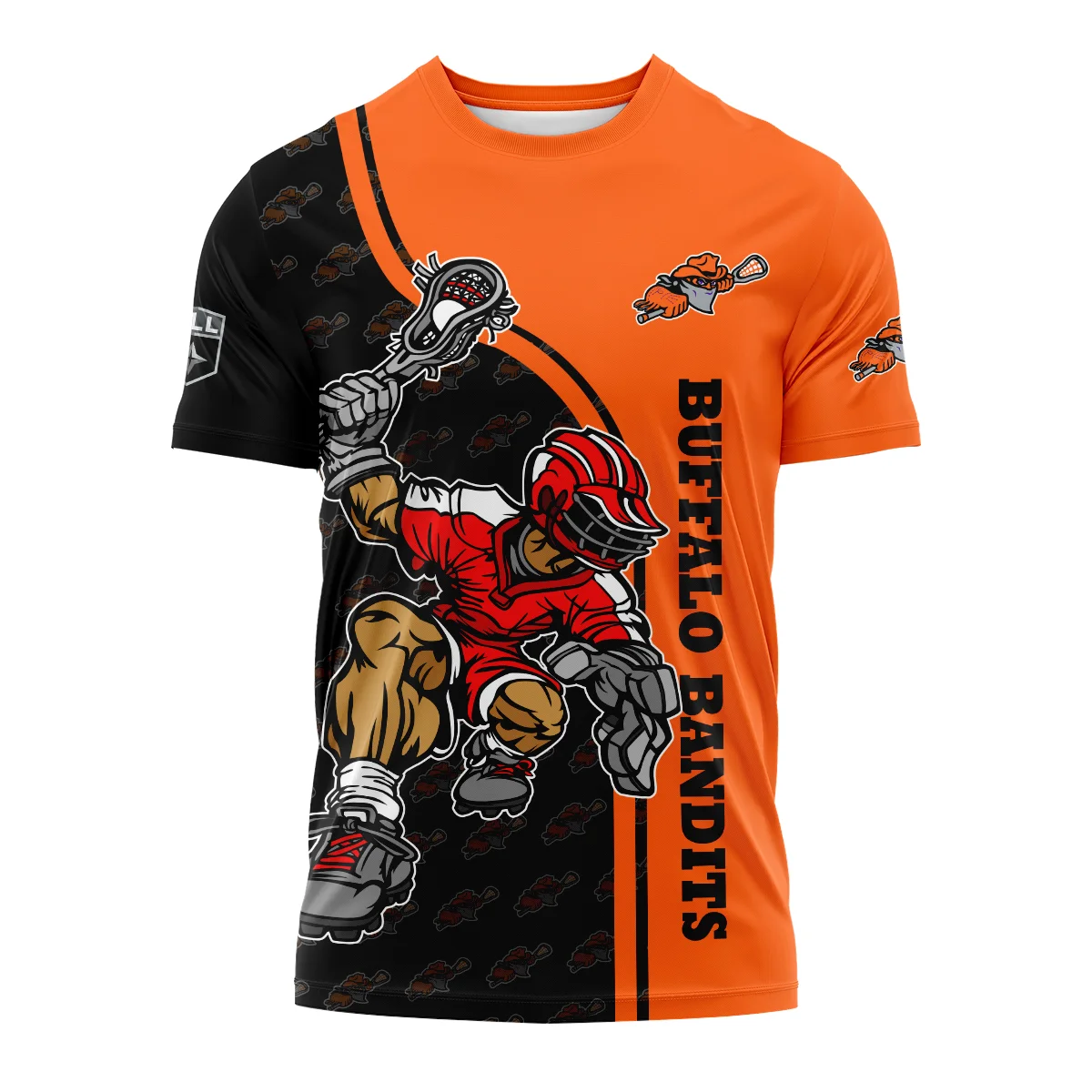 Color Lacrosse Player Background T-Shirt Buffalo Bandits NLL All Over Prints HONLL290724A01BUFTS