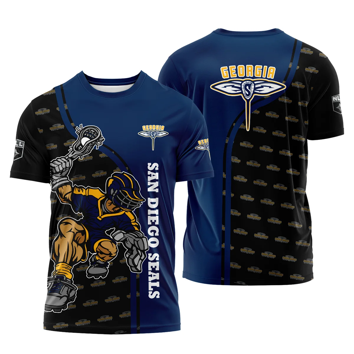 Color Lacrosse Player Background T-Shirt Georgia Swarm NLL All Over Prints HONLL290724A01GEOTS