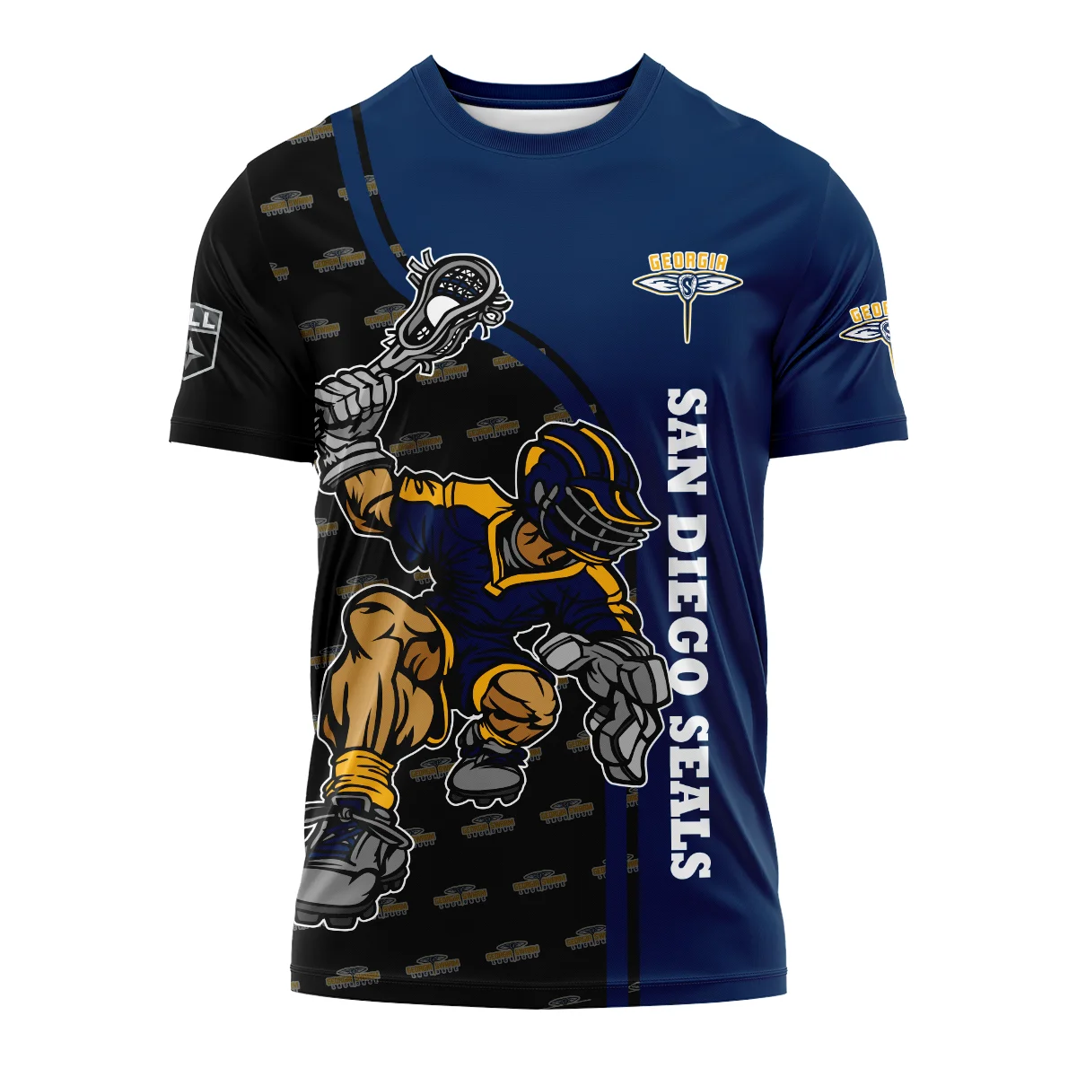 Color Lacrosse Player Background T-Shirt Georgia Swarm NLL All Over Prints HONLL290724A01GEOTS