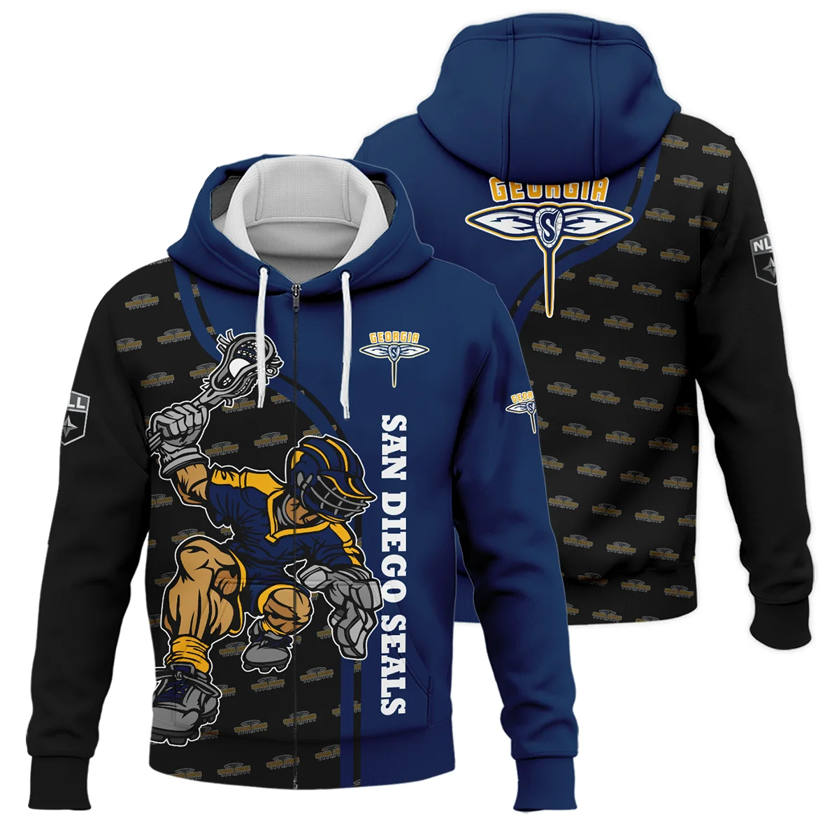 Color Lacrosse Player Background Zipper Hoodie Georgia Swarm NLL All Over Prints HONLL290724A01GEOZHD