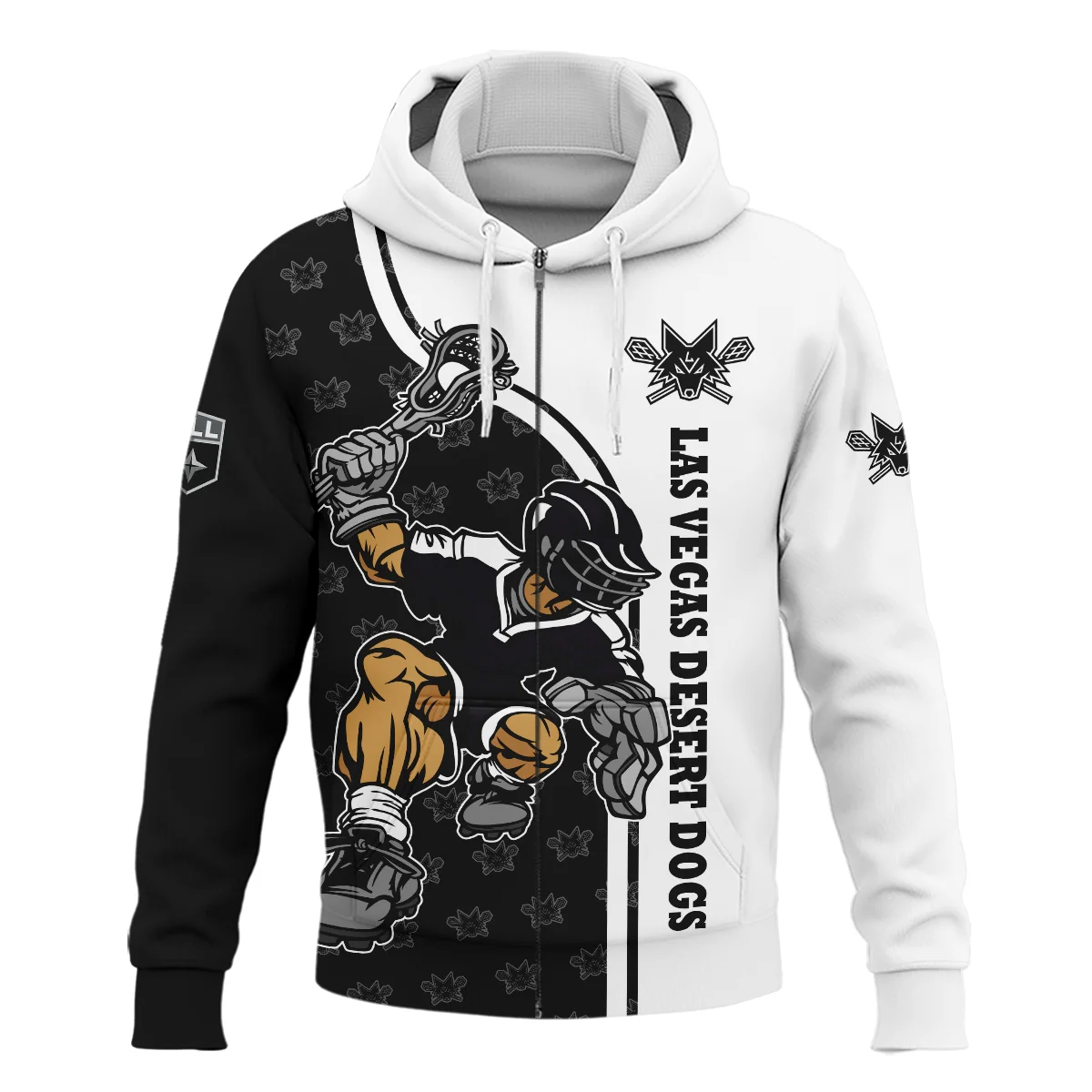 Color Lacrosse Player Background Zipper Hoodie Las Vegas Desert Dogs NLL All Over Prints HONLL290724A01LVDZHD