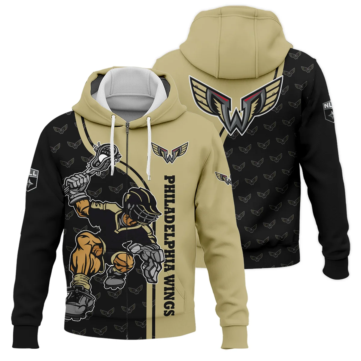 Color Lacrosse Player Background Zipper Hoodie Panther City Lacrosse NLL All Over Prints HONLL290724A01PCLZHD