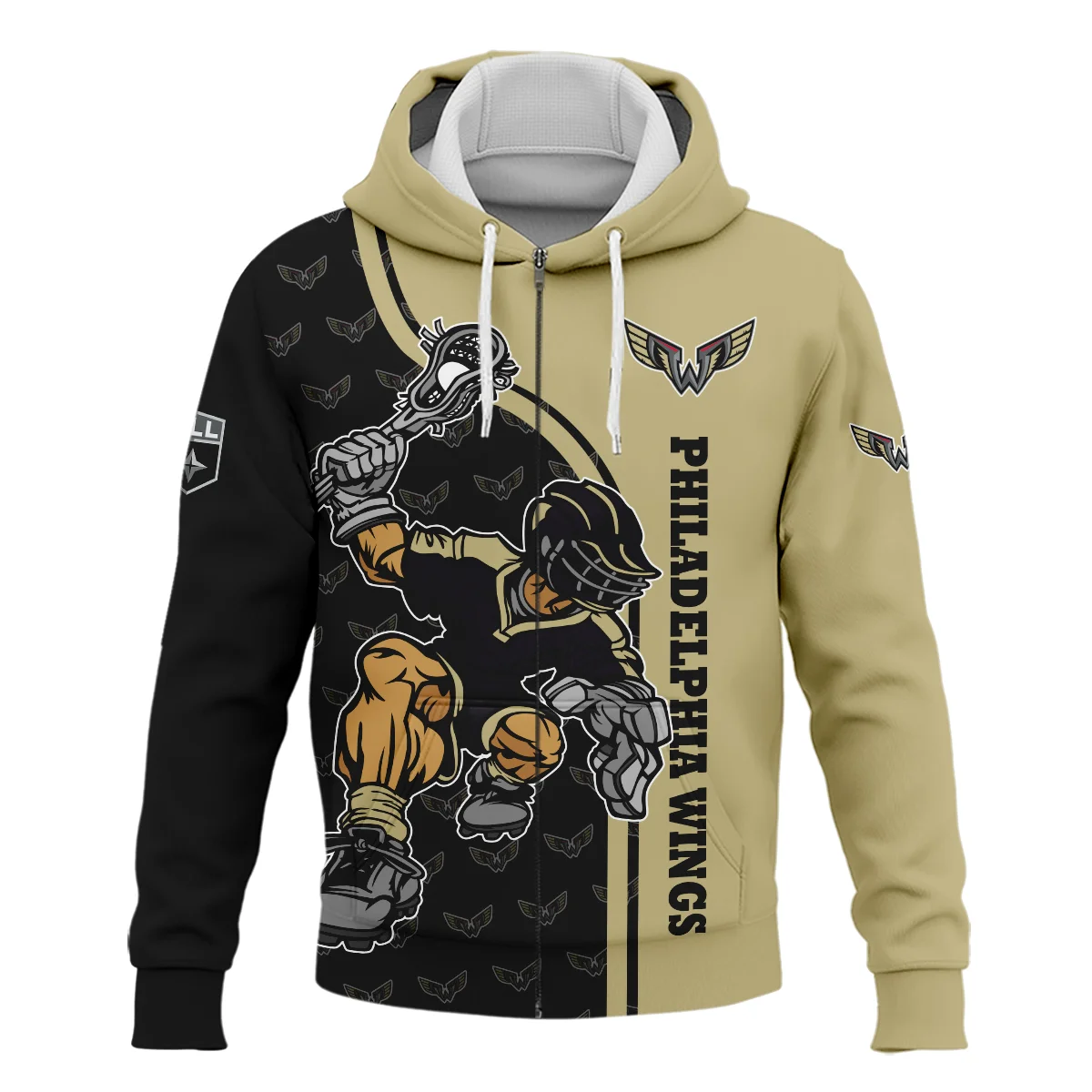 Color Lacrosse Player Background Zipper Hoodie Philadelphia Wings NLL All Over Prints HONLL290724A01PHIZHD