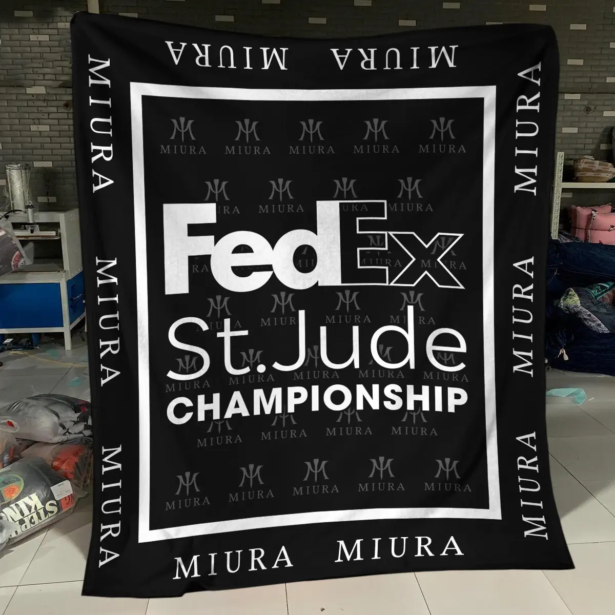 The American Express Golf Tournament Miura Golf Brand Exclusive Logo All Over Prints BLAEG221024A01MGBLK - Blanket