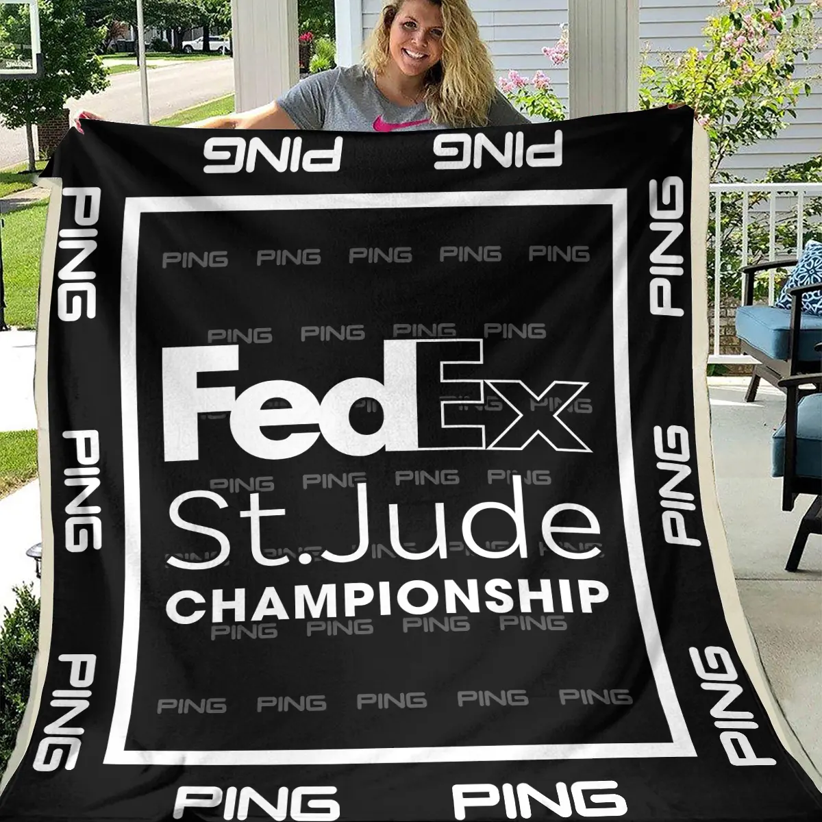 FedEx St. Jude Championship Tournament Ping Brand Exclusive Logo All Over Prints BLFED221024A01PIBLK - Blanket