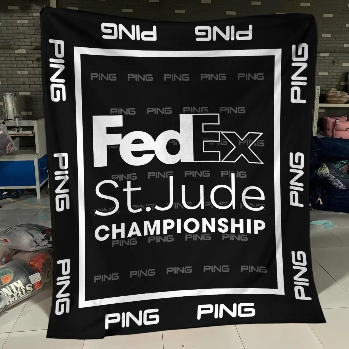 FedEx St. Jude Championship Tournament Ping Brand Exclusive Logo All Over Prints BLFED221024A01PIBLK - Blanket