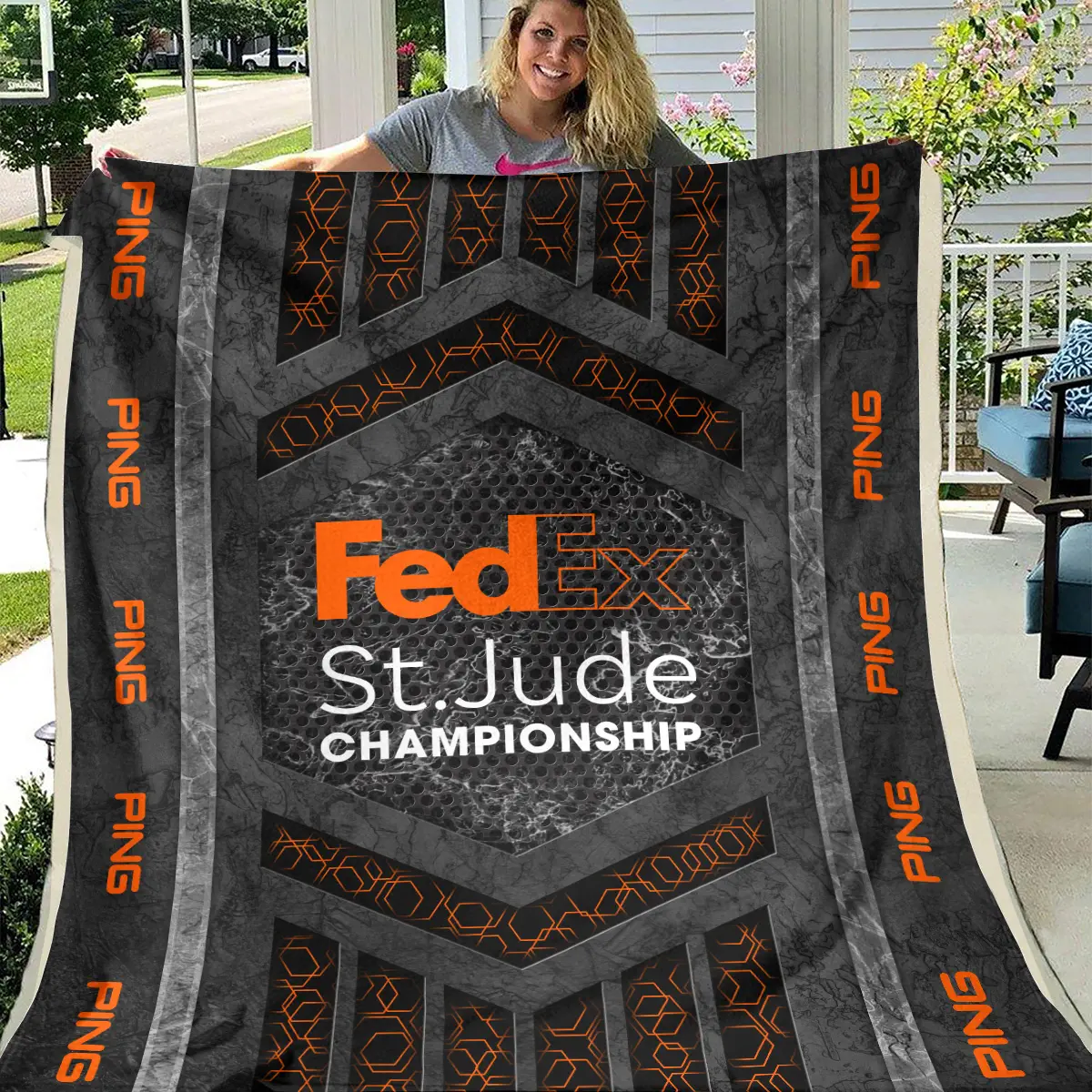 FedEx St. Jude Championship Tournament Ping Brand Exclusive Logo All Over Prints BLFED231024A01PIBLK - Blanket