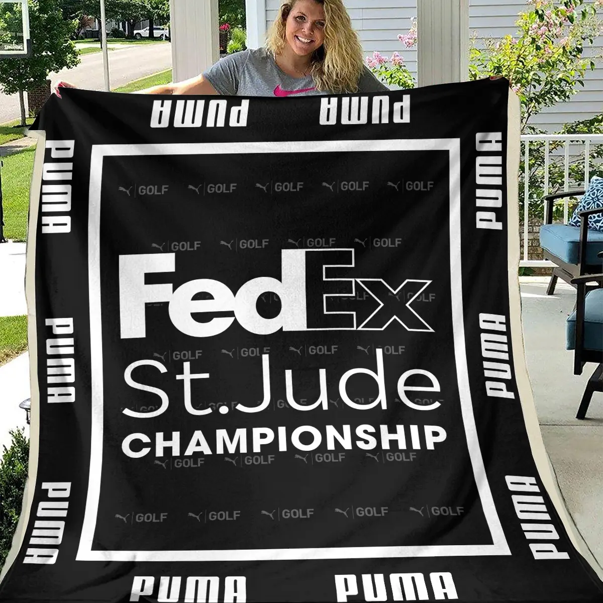 FedEx St. Jude Championship Tournament PUMA Golf Brand Exclusive Logo All Over Prints BLFED221024A01PUMBLK - Blanket