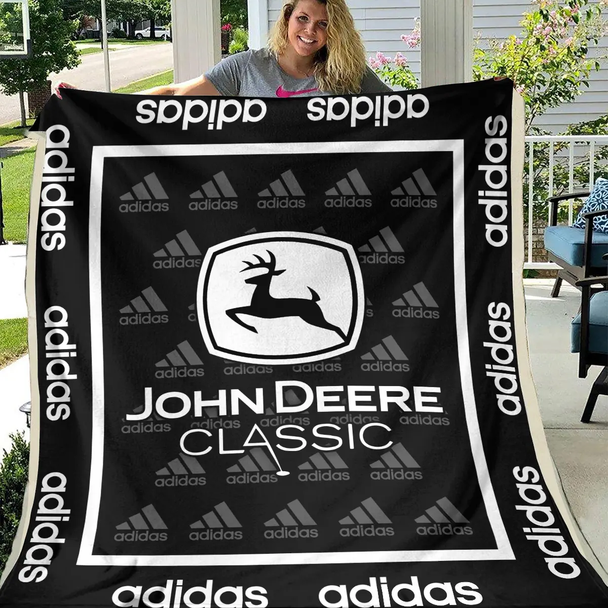 John Deere Classic Tournament Adidas Brand Exclusive Logo All Over Prints BLJDC221024A01ADBLK - Blanket