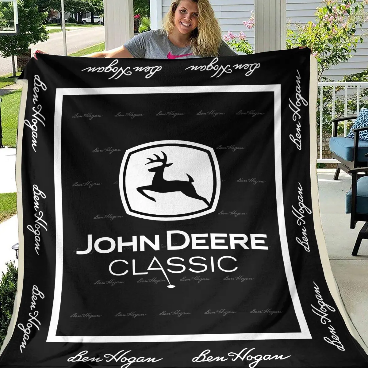 John Deere Classic Tournament Ben Hogan Brand Exclusive Logo All Over Prints BLJDC221024A01BHBLK - Blanket