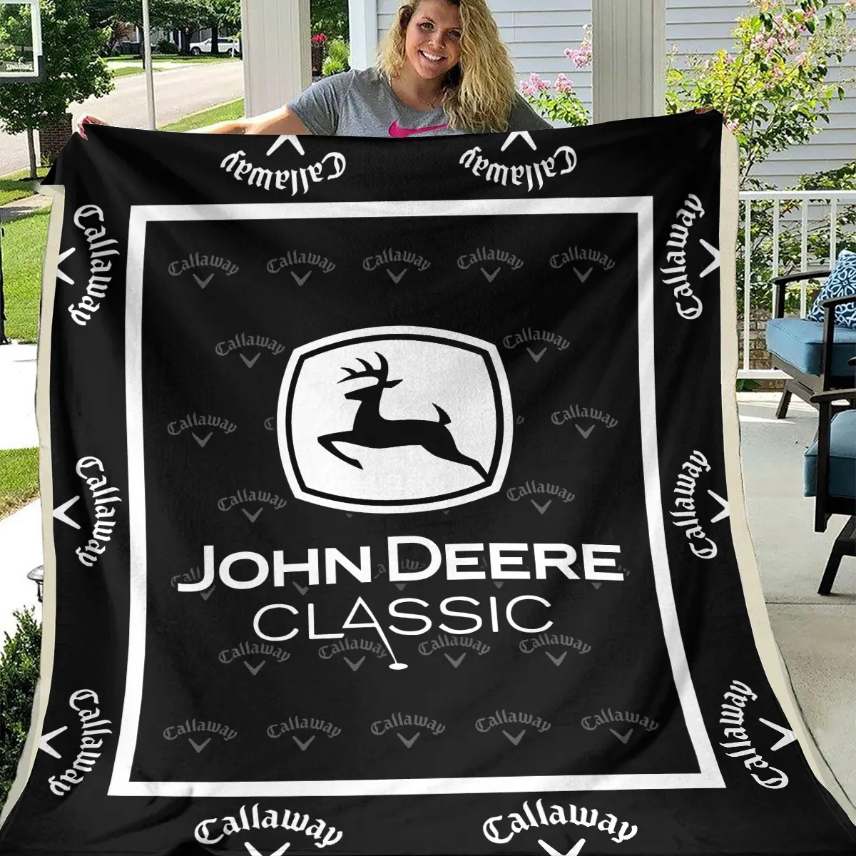 John Deere Classic Tournament Callaway Brand Exclusive Logo All Over Prints BLJDC221024A01CLWBLK - Blanket