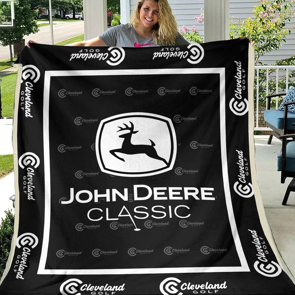 John Deere Classic Tournament Cleveland Golf Brand Exclusive Logo All Over Prints BLJDC221024A01CLBLK - Blanket