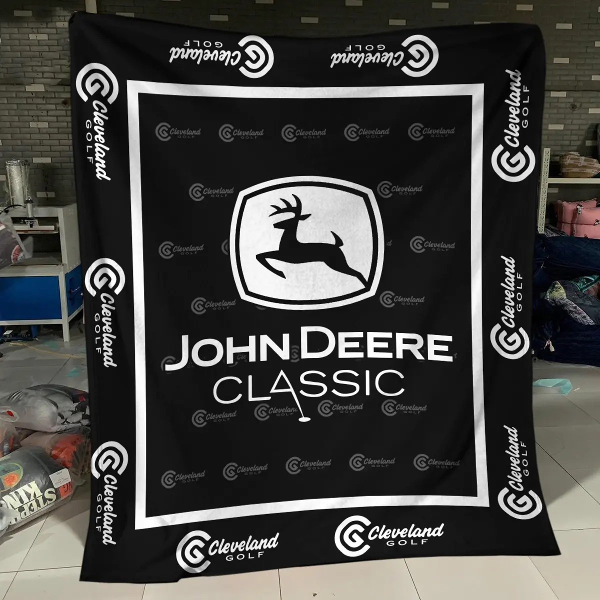 John Deere Classic Tournament Cleveland Golf Brand Exclusive Logo All Over Prints BLJDC221024A01CLBLK - Blanket