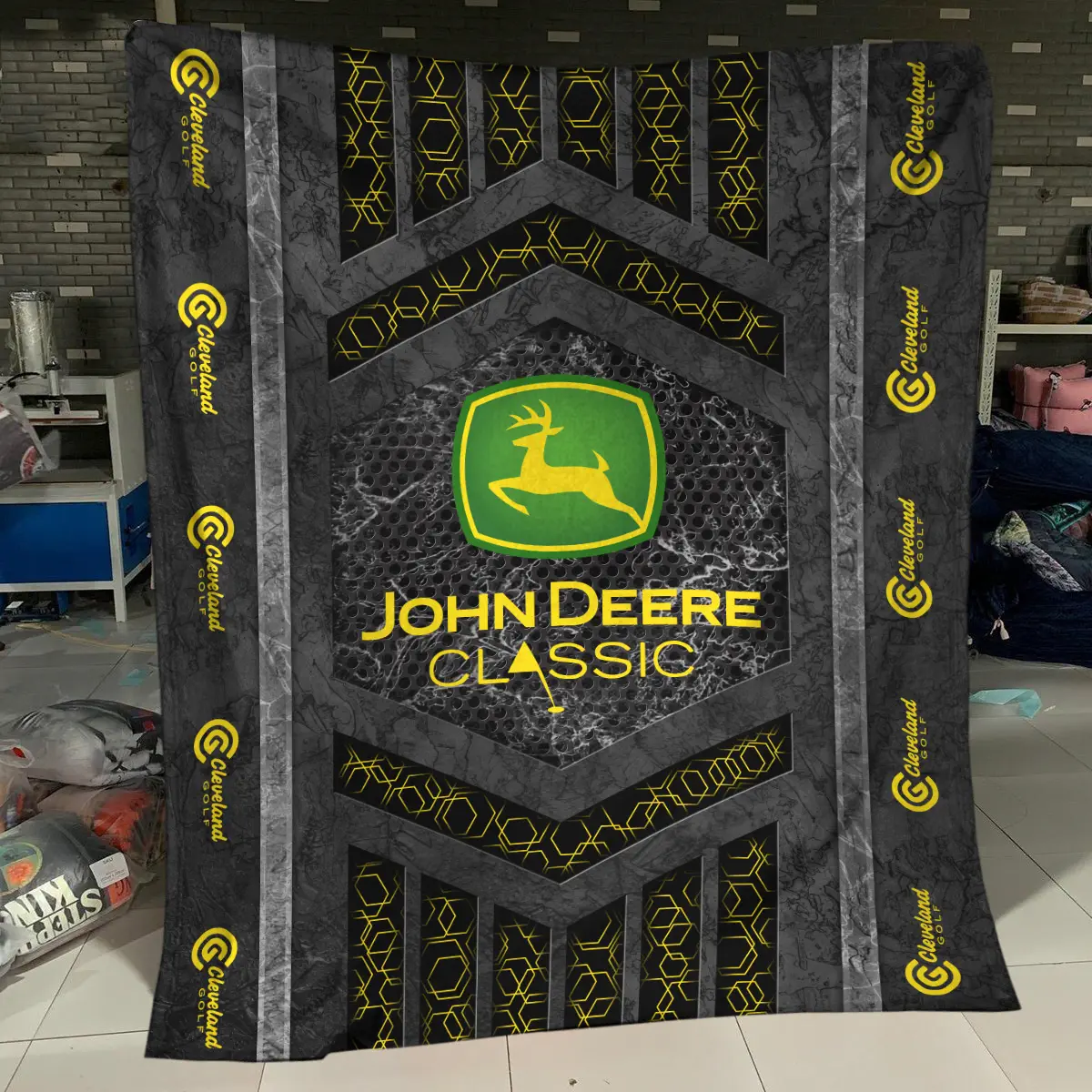 John Deere Classic Tournament Cleveland Golf Brand Exclusive Logo All Over Prints BLJDC231024A01CLBLK - Blanket