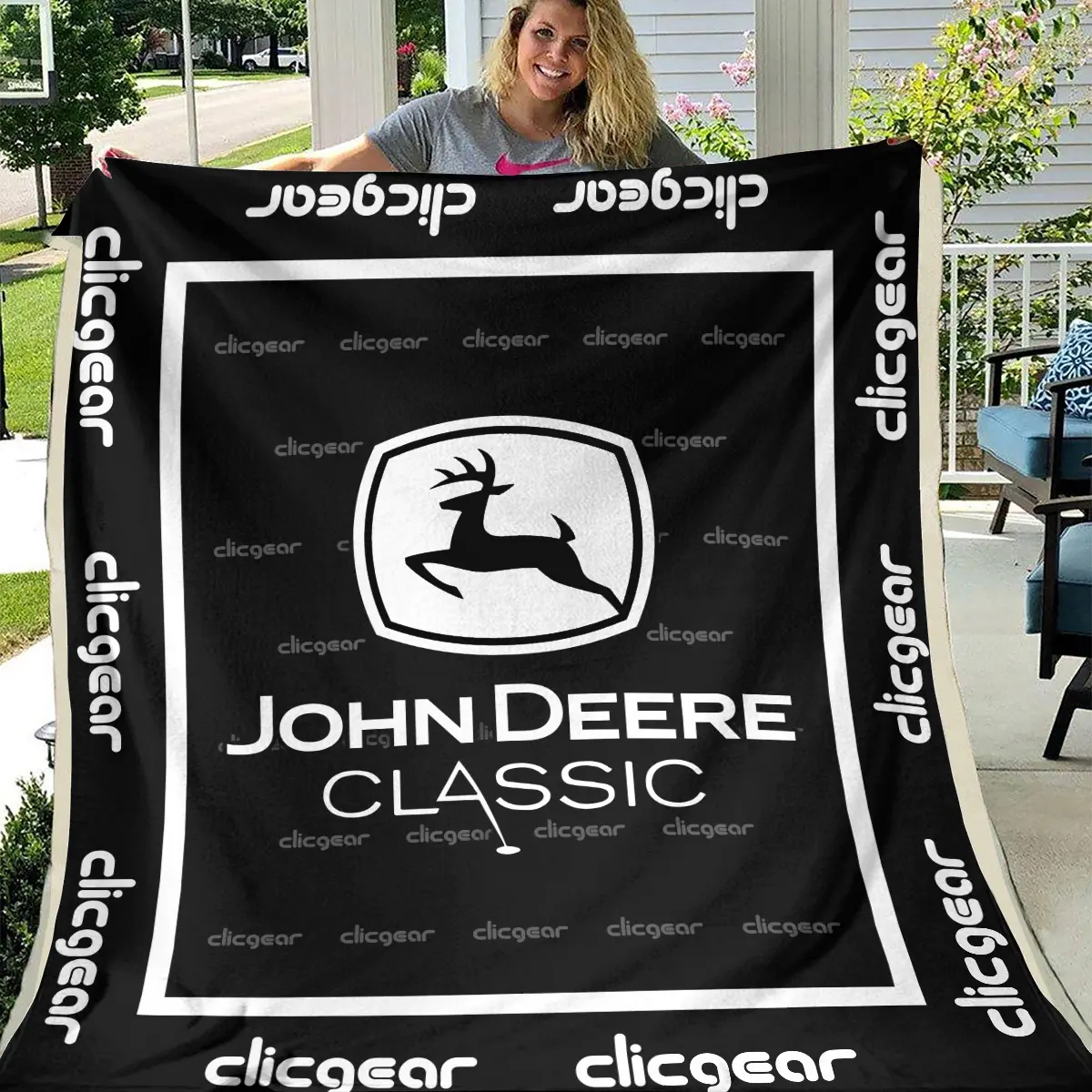 John Deere Classic Tournament Clicgear Brand Exclusive Logo All Over Prints BLJDC221024A01CLIBLK - Blanket