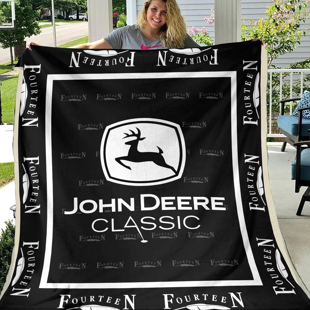 John Deere Classic Tournament Fourteen Golf Brand Exclusive Logo All Over Prints BLJDC221024A01FGBLK - Blanket