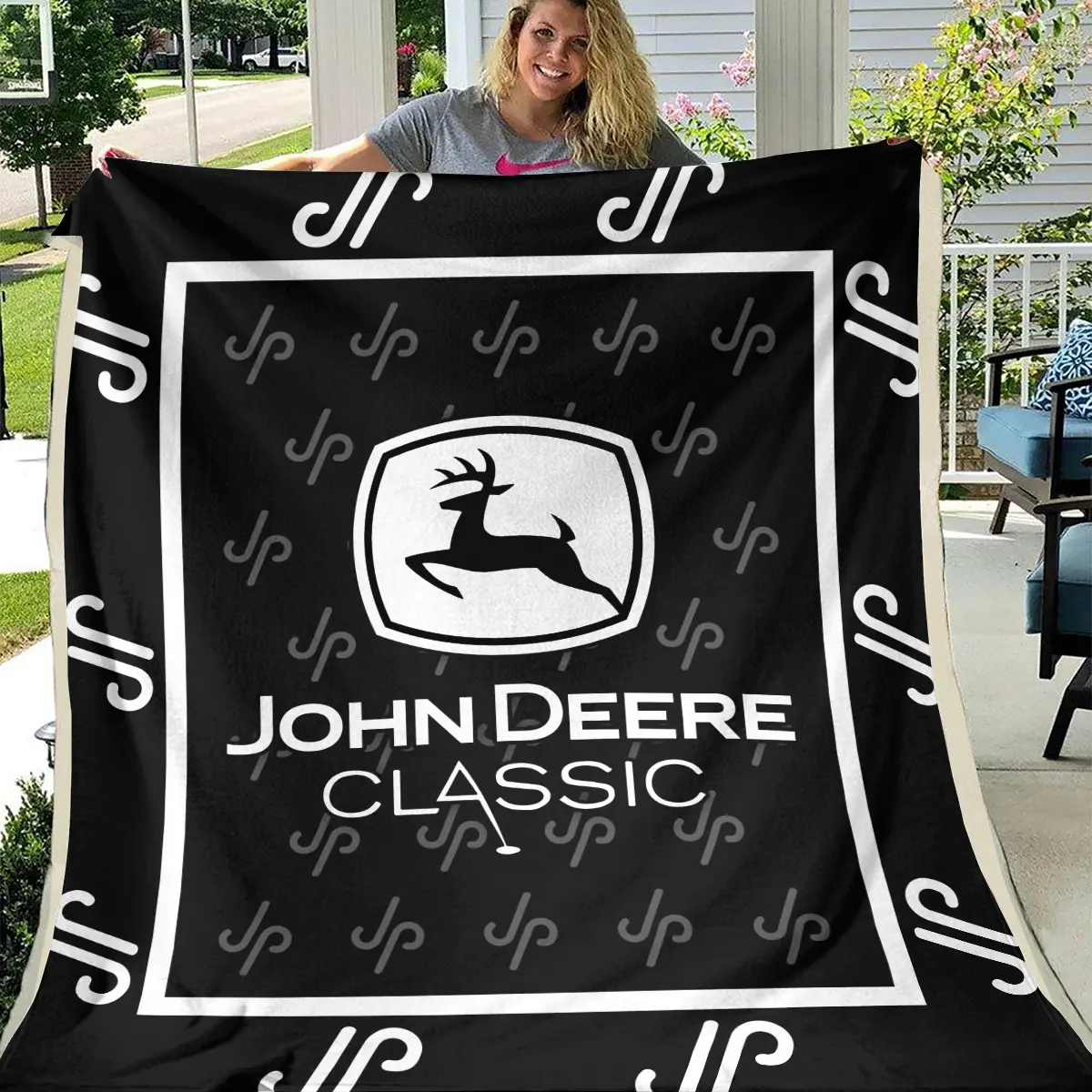 John Deere Classic Tournament JP Golf Brand Exclusive Logo All Over Prints BLJDC221024A01JPBLK - Blanket