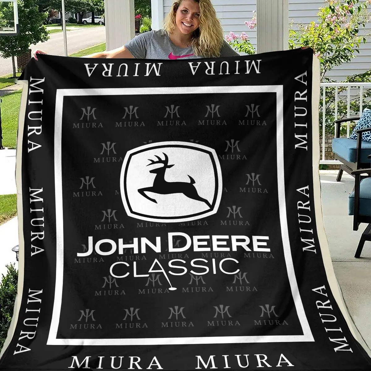 John Deere Classic Tournament Miura Golf Brand Exclusive Logo All Over Prints BLJDC221024A01MGBLK - Blanket