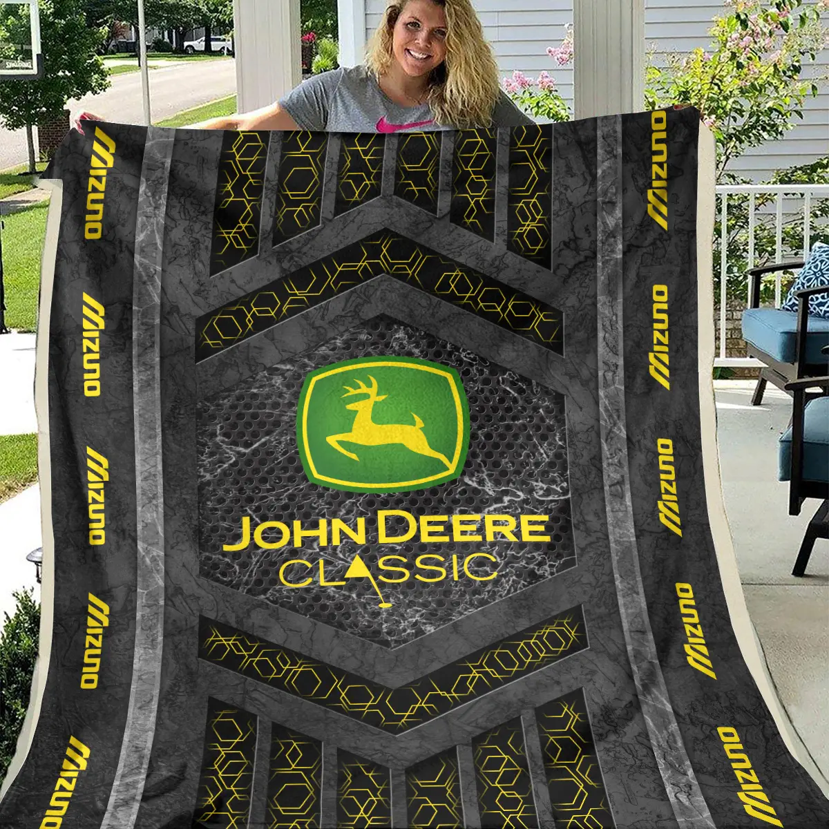 John Deere Classic Tournament Mizuno Brand Exclusive Logo All Over Prints BLJDC231024A01MIZBLK - Blanket