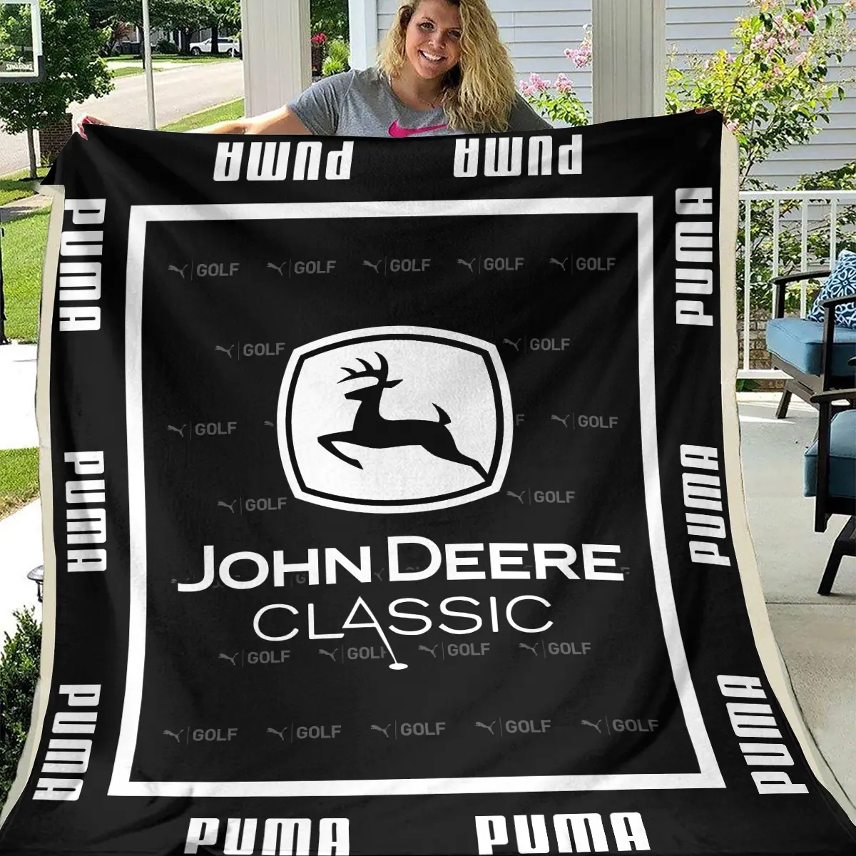 John Deere Classic Tournament PUMA Golf Brand Exclusive Logo All Over Prints BLJDC221024A01PUMBLK - Blanket