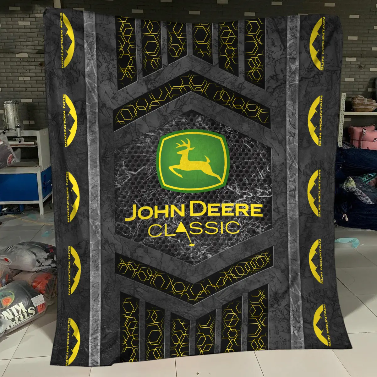 John Deere Classic Tournament Sun Mountain Brand Exclusive Logo All Over Prints BLJDC231024A01SMBLK - Blanket