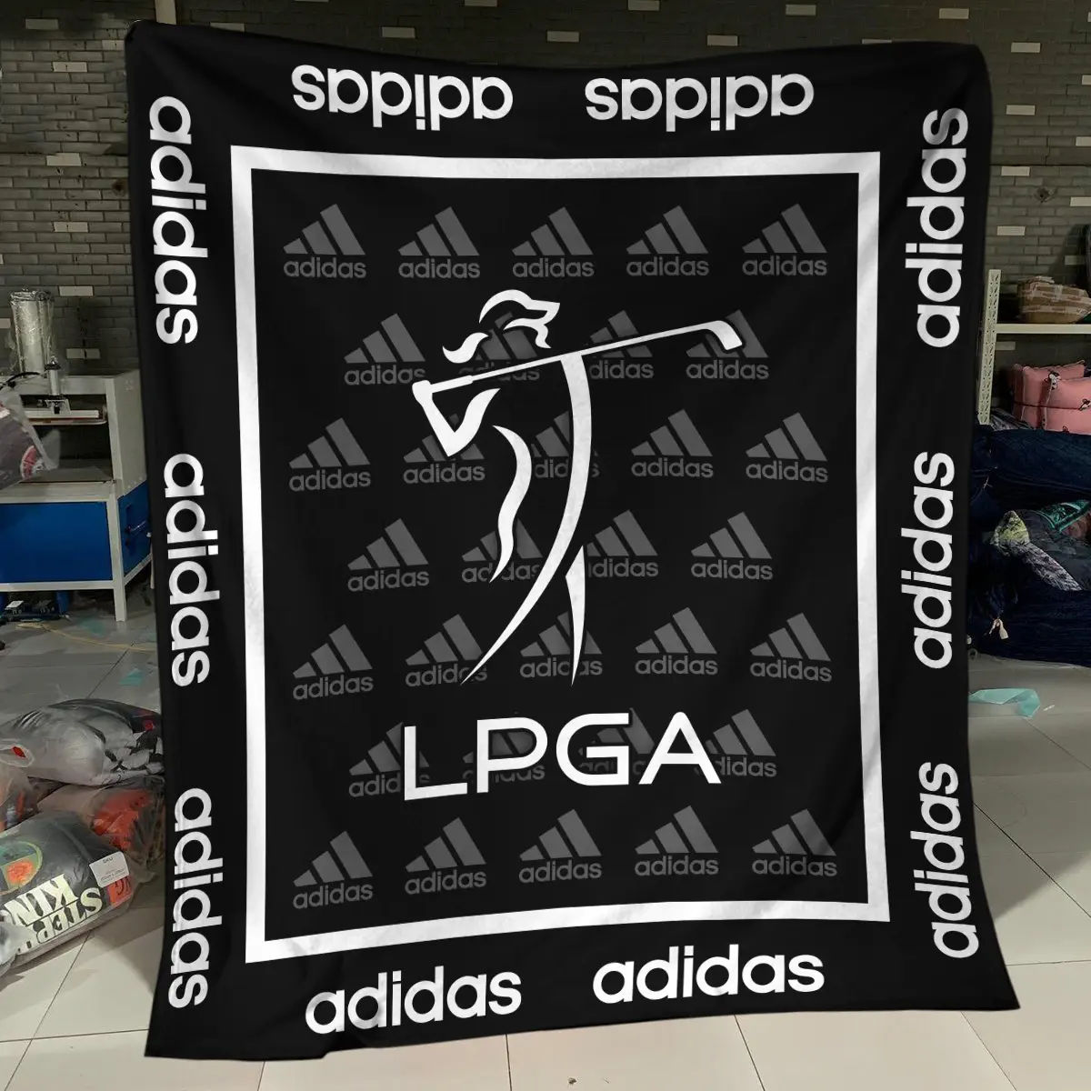 LPGA Tournament Adidas Brand Exclusive Logo All Over Prints BLLPGA221024A01ADBLK - Blanket