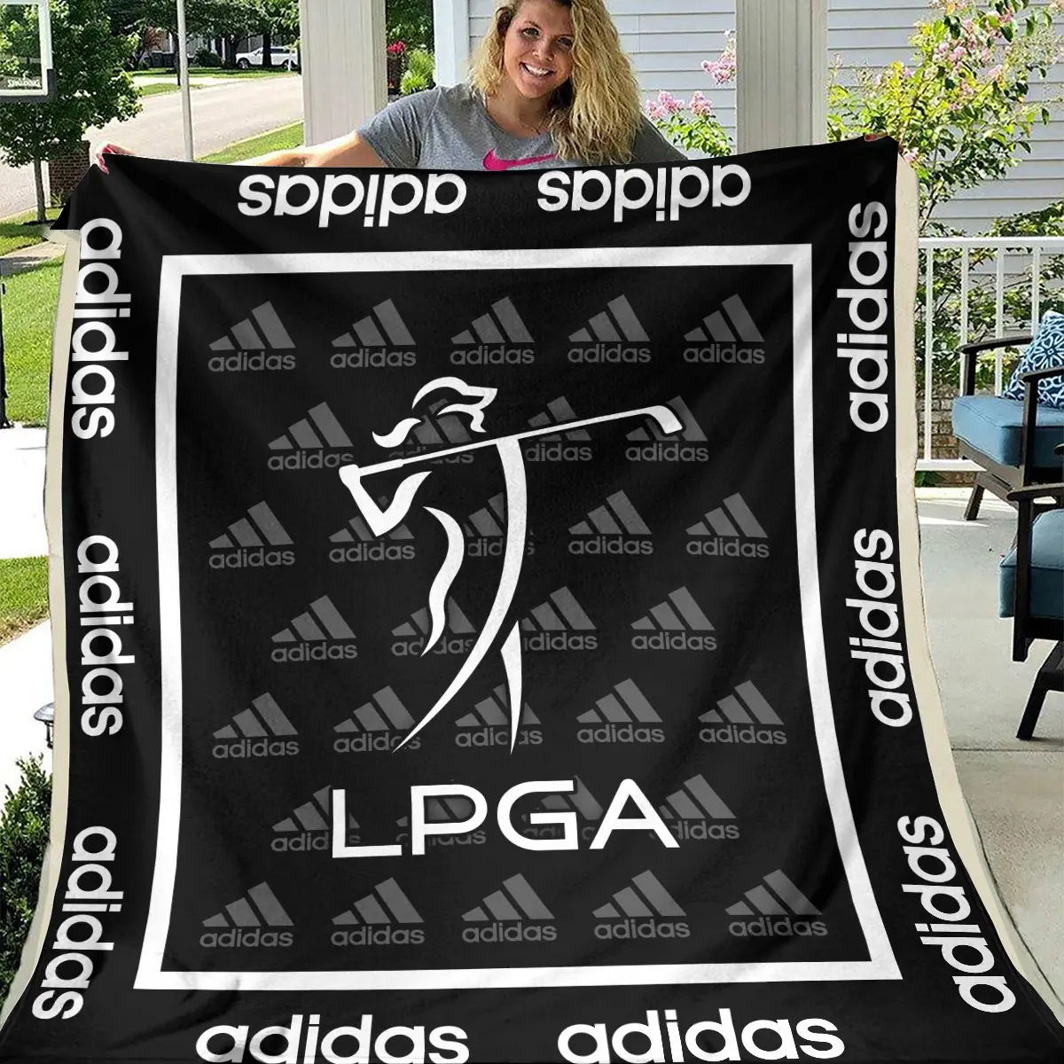 LPGA Tournament Adidas Brand Exclusive Logo All Over Prints BLLPGA221024A01ADBLK - Blanket