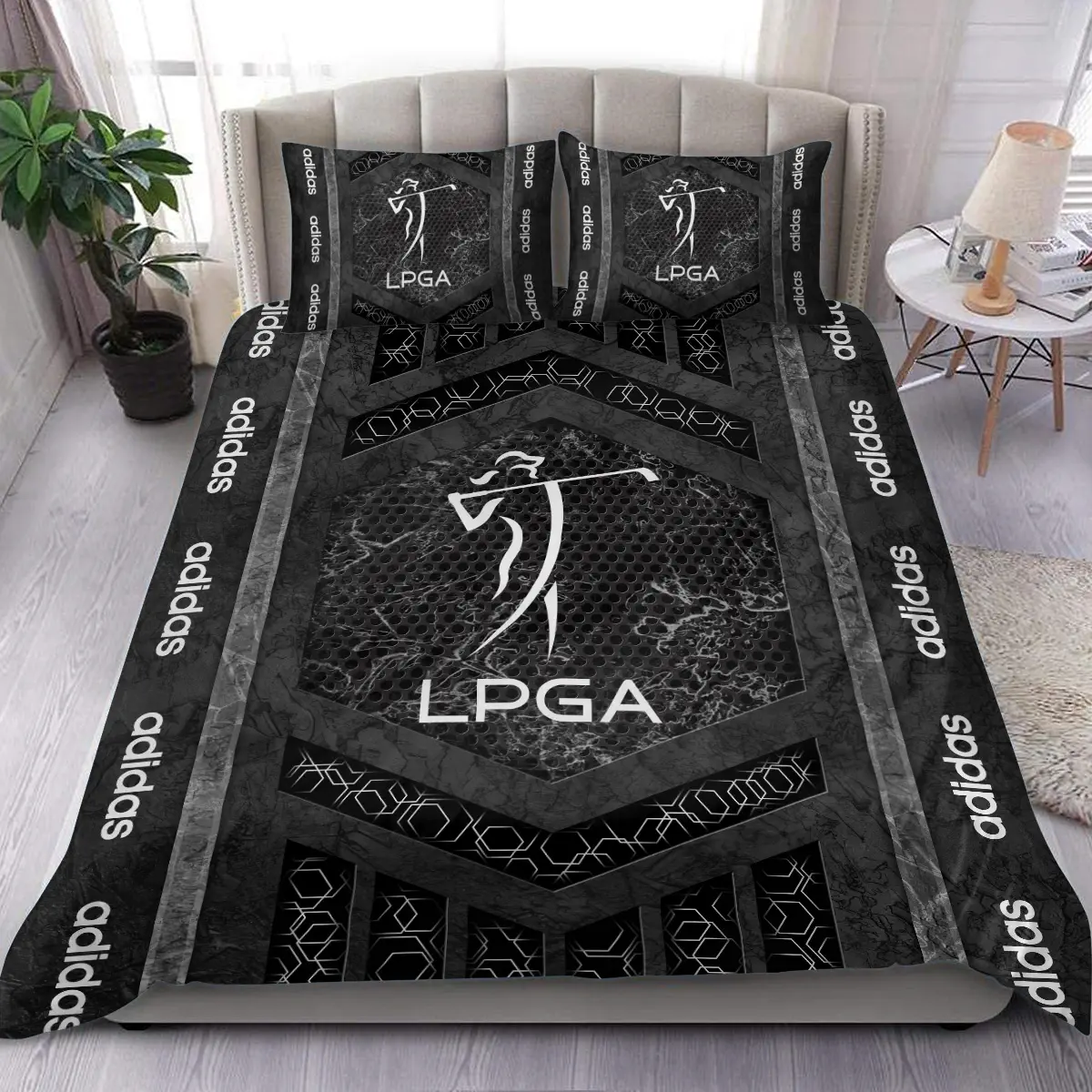 LPGA Tournament Adidas Brand Exclusive Logo All Over Prints BLLPGA231024A01ADBLK - Blanket