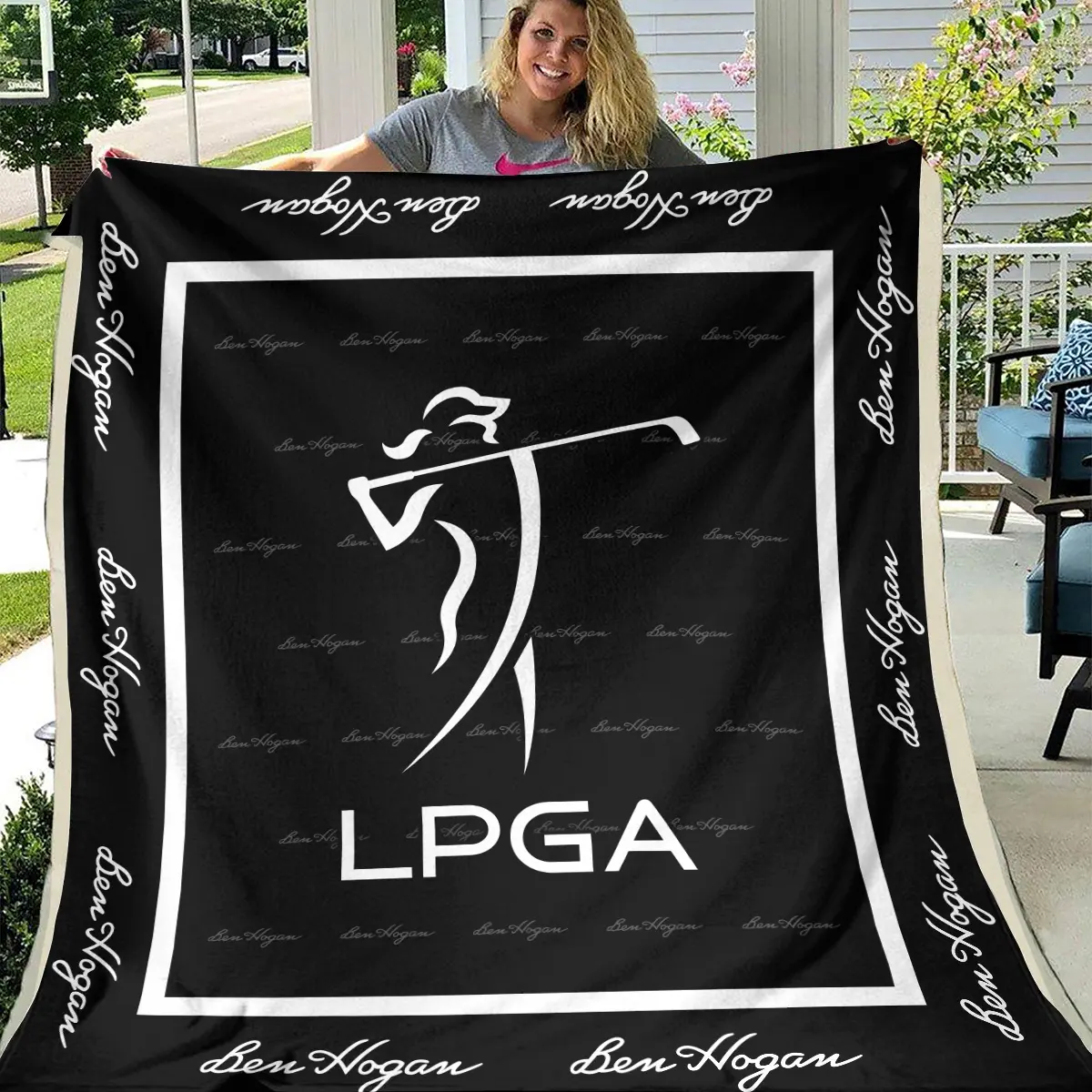 LPGA Tournament Ben Hogan Brand Exclusive Logo All Over Prints BLLPGA221024A01BHBLK - Blanket