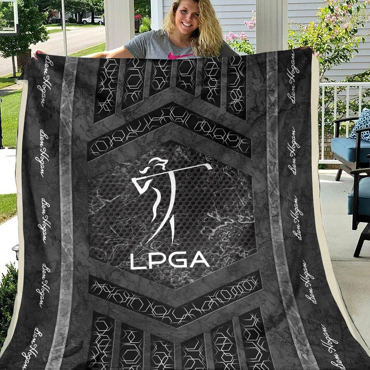 LPGA Tournament Ben Hogan Brand Exclusive Logo All Over Prints BLLPGA231024A01BHBLK - Blanket