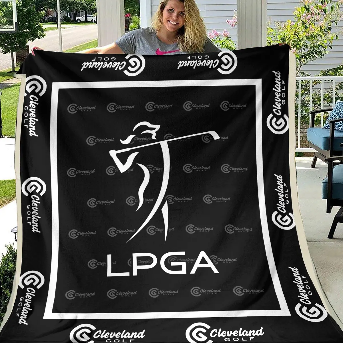 LPGA Tournament Cleveland Golf Brand Exclusive Logo All Over Prints BLLPGA221024A01CLBLK - Blanket