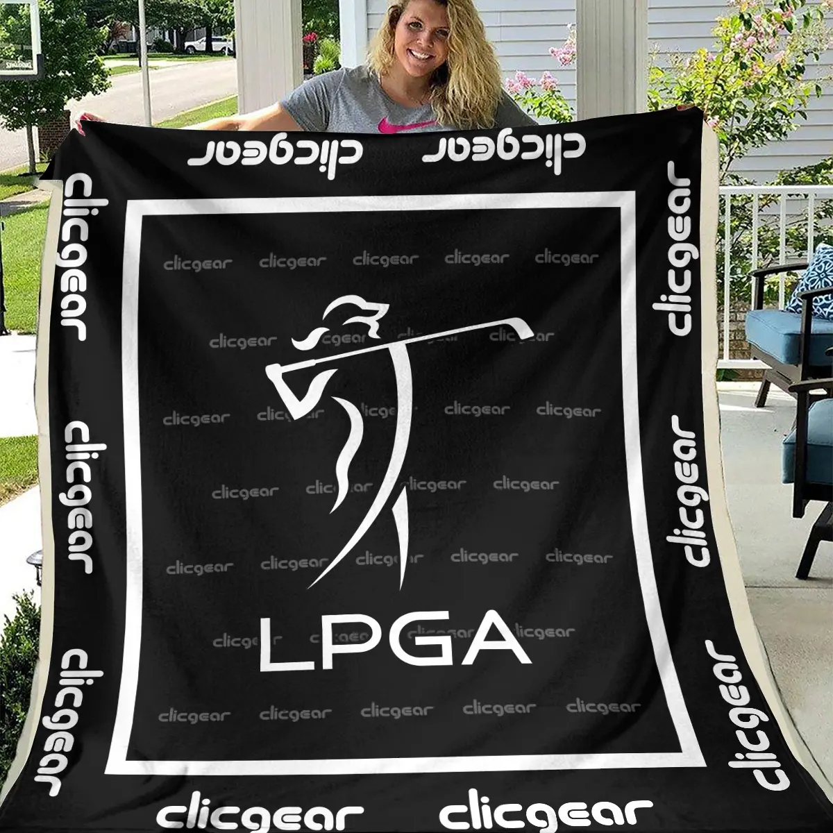 LPGA Tournament Clicgear Brand Exclusive Logo All Over Prints BLLPGA221024A01CLIBLK - Blanket