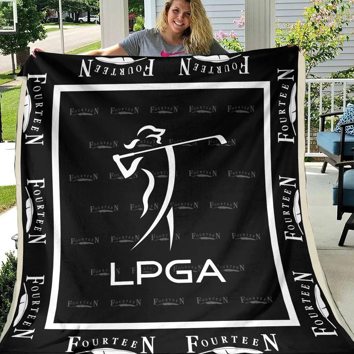 LPGA Tournament Fourteen Golf Brand Exclusive Logo All Over Prints BLLPGA221024A01FGBLK - Blanket