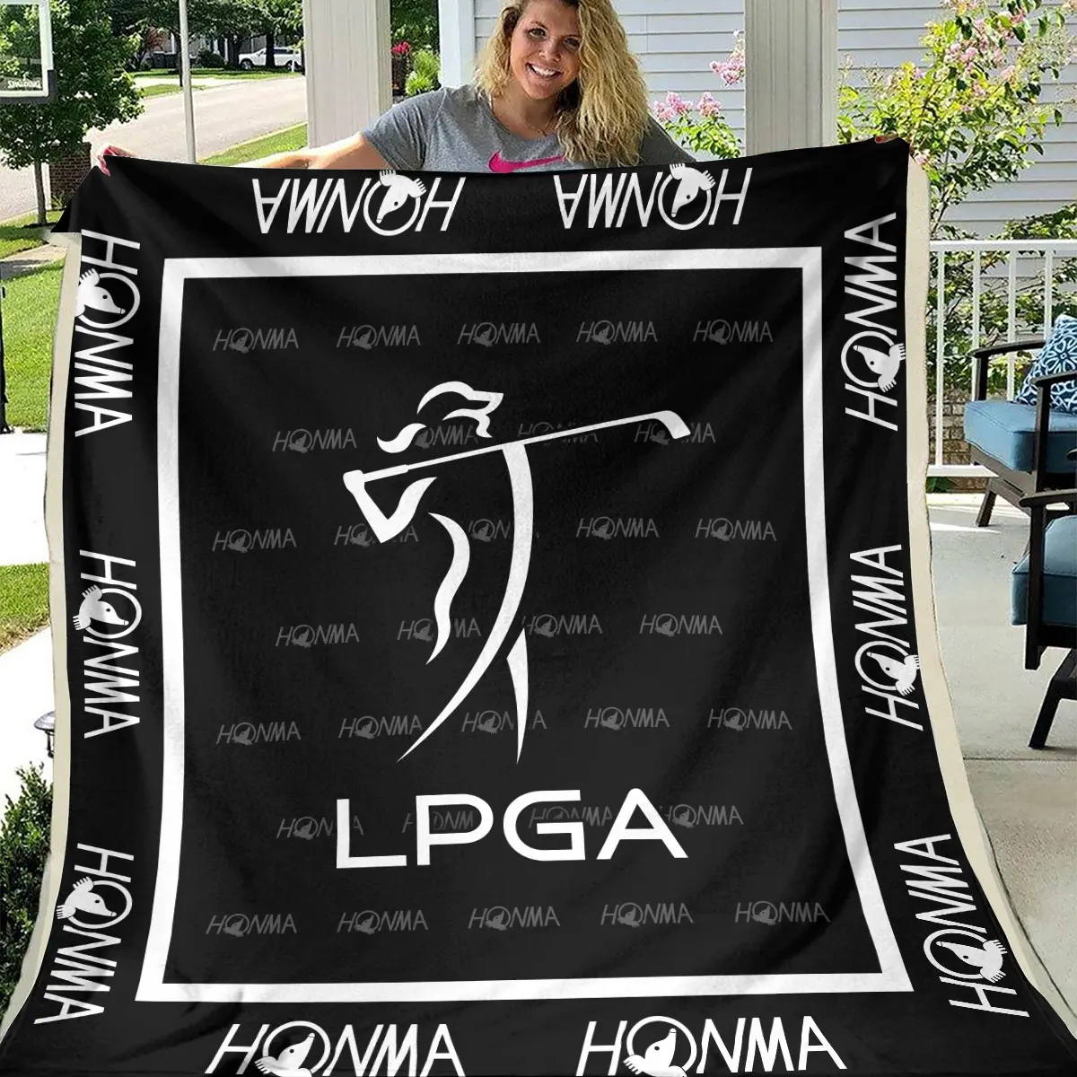 LPGA Tournament Honma Brand Exclusive Logo All Over Prints BLLPGA221024A01HOBLK - Blanket