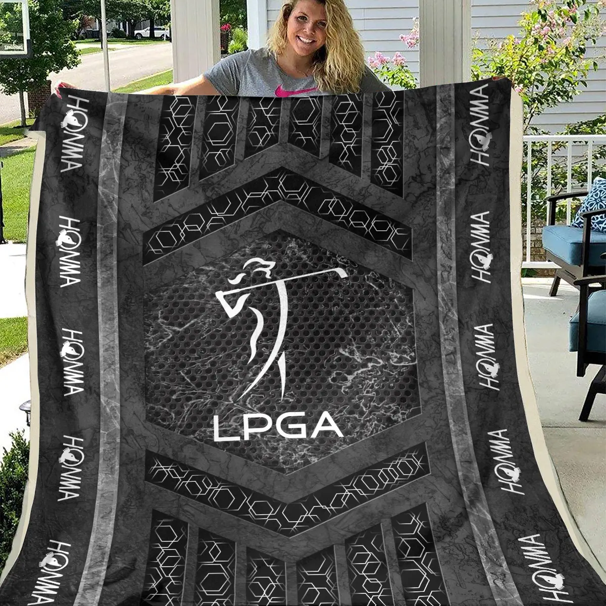 LPGA Tournament Honma Brand Exclusive Logo All Over Prints BLLPGA231024A01HOBLK - Blanket