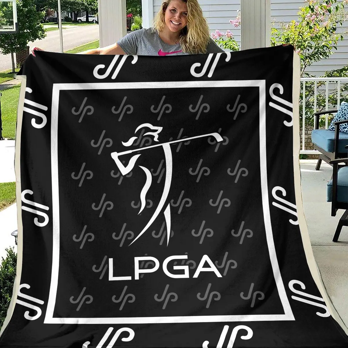 LPGA Tournament JP Golf Brand Exclusive Logo All Over Prints BLLPGA221024A01JPBLK - Blanket